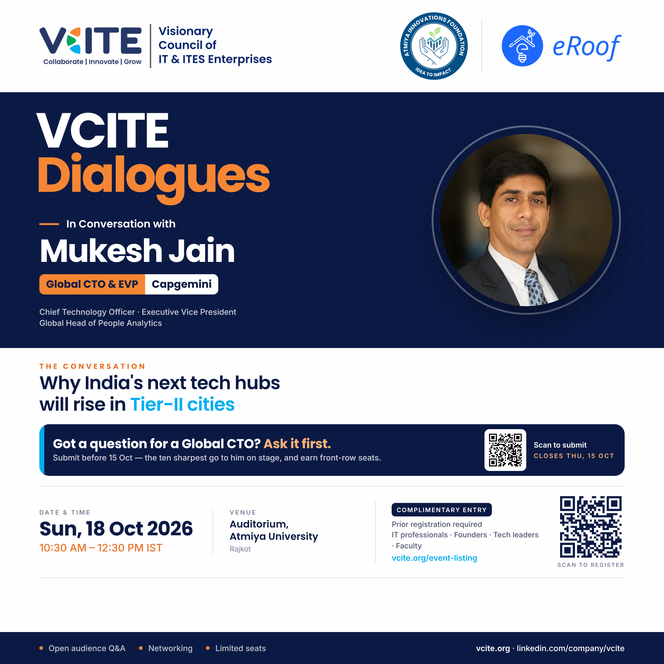 VCITE Dialogue - In conversation with Mukesh Jain- Global CTO, Capgemini at Rajkot